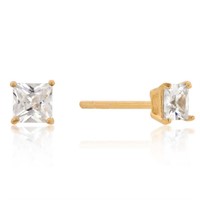 18k Goldpl Princess 1.00ct White Topaz Earrings