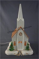 Vintage Ceramic Church Lighted Christmas Display