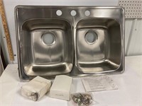 Stainless steel double sink. New. 31” x 20.5”