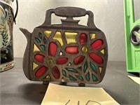 Vintage metal teapot Stained glass looking d