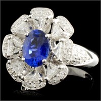 18K Sapphire & Diamond Ring: 1.74ct & 1.26ctw