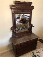 Antique Victorian Eastlake Marble Top Dresser