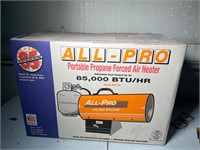 All-Pro Portable Propane Forced Air Heater; New
