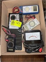 LOTS OF MISC VOLTAGE METERS AND BATTERY TESTERS