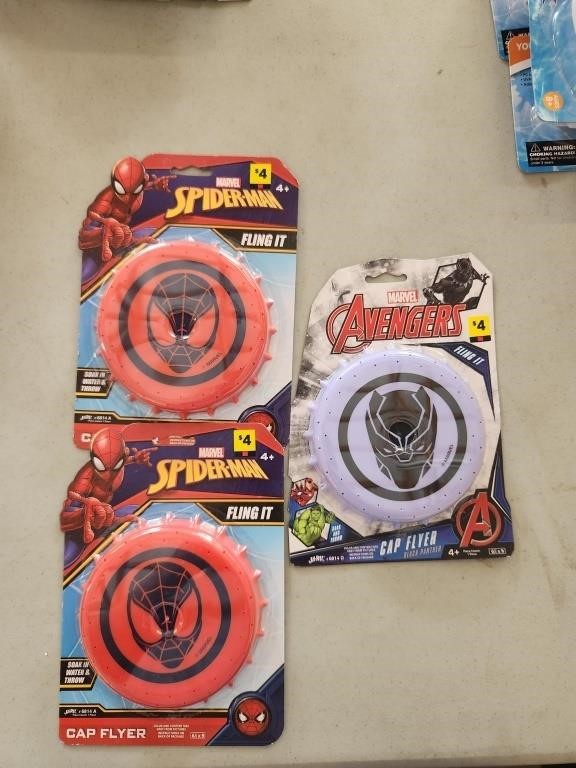 (3) Cap Flyers- Spiderman & Avengers