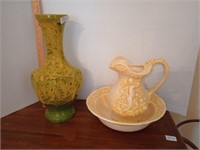 Groovy ceramic vase and a pitcher with matching