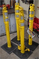 Four Tall Yellow Caution Cones with Extra Chain