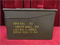 Vintage Steel Ammo Box - 1954 - 11.75" x 6" x 7.5"