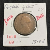 1874-H English Half Cent