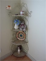 CORNER SHELF WITH CONTENTS