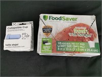 Vacuum Food Saver Bags and Collapsible Cup