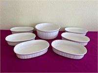 7 Pieces French White Corning Ware