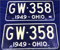 Pair 1949 Ohio license plates