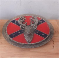 Vintage Rebel Deer Belt Buckle Confederate Deer