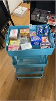 3 Tier Cart With Assorted Sports Cards