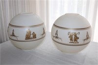 PAIR OF GLOBE LAMP SHADES