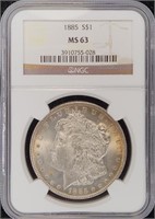 1885 Morgan Dollar - MS63 NGC Stunning Rim Toner