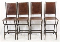 Wrought iron bar stools w leather