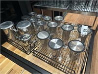 13 Glass Tea Pots & 3 S/S Jugs