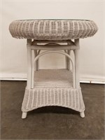 ROUND TOP WICKER CENTER TABLE  (SHOWS WEAR)