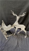 12” rain deer with frosted sleigh