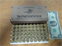 Box of Vtg Winchester Colt 45 Flat Nose Ammo