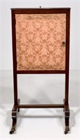 Upholstered fire screen, mahogany, height