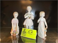 GROUP OF 3 PORCELAIN TYPE GIRLS BY CYBIS , 6, 7 AN