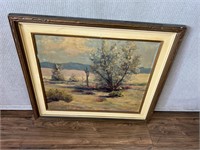 Signed Oil Painting Desert Tree Scene
