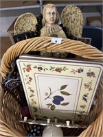 Basket with Garden Statue ,Placemats  and