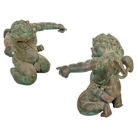 Bronze Winged Cherub Sculptures Side Table Base