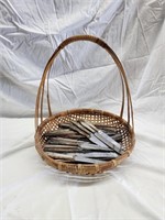 Basket Full of Silverplated Butter Knives