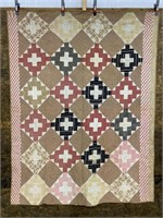 Vintage Patchwork Cross Quilt Hand Pieced, Hand