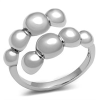 Catchy High Polished Beaded Bypass Ring