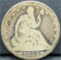 1853 arrow date seated liberty half dollar