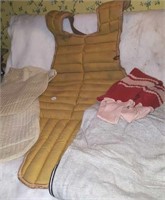 Rawlings catcher chest pad, leg pads, socks