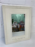 White Washed Finish 25" x 19" Wall Mirror