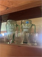 (2) vintage glass, Coca-Cola, cowboy mugs, and