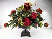 Footed Boat Vase w/ Artificial Flowers