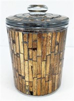 Decorative Wooden Mosaic Canister