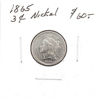 1865 Three Cent Piece Nickel