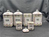 Antique Floral 1920's Czechoslovakia Canisters