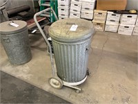 Metal Garbage Can with Wheeled Trolley