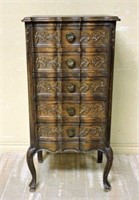 Louis XV Style Arbalete Front Oak Chest.