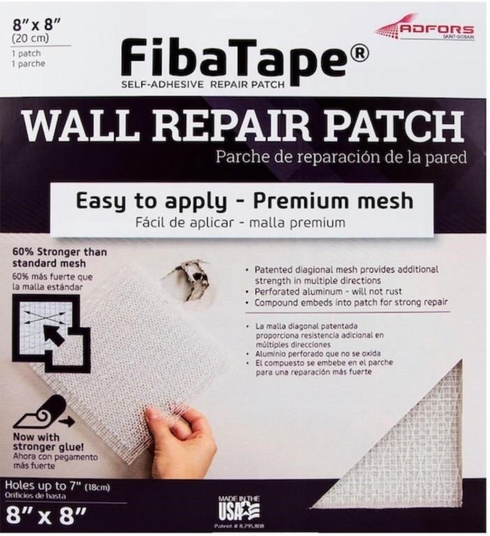 FibaTape Wall Repair Patch 8in x 8in Premium Mesh