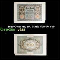 1920 Germany 100 Mark Note P# 69b Grades vf+