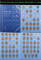 Partial Lincoln Cent Book 1909-1940 71 coins. All
