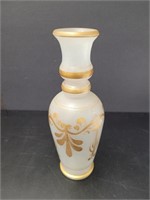 Antique "Boho" Satin Glass Gold Gilt Vase