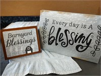 Metal on Wood and Metal "Blessings" Signs 8x7x2 &