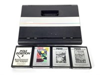 Atari 7800 Video Game Console, (4) Games